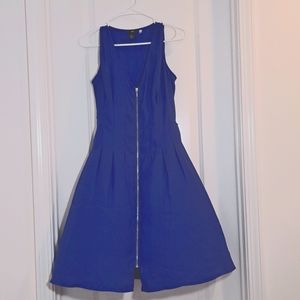H&M Zip Front Sleeveless Blue Mini Dress Size 12